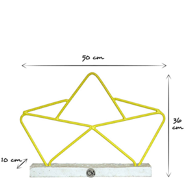 Sculpture métal bateau origami "Demi-Portions" dimensions